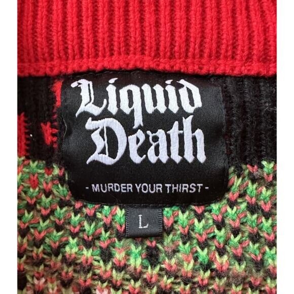 Liquid Death Graphic Sweater Size Large Men’s Green Red - Picture 3 of 7